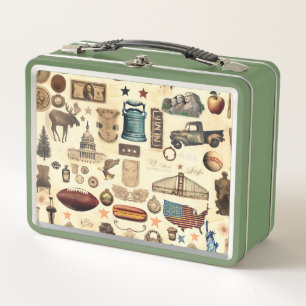 Lunch Box Symboles nationaux vintages et nostalgiques des Ét