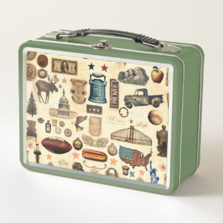 Lunch Box Symboles nationaux vintages et nostalgiques des Ét