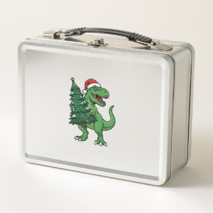 Lunch Box T-Rex de Noël portant un sapin de Noël