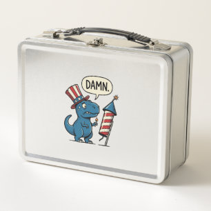 Lunch Box T-shirt drôle patriotique T-Rex feu d'artifice Des
