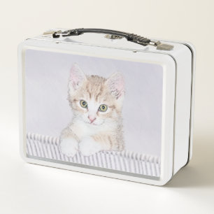 Lunch Box Tabby Orange Kitten Peinture - Art Chat original