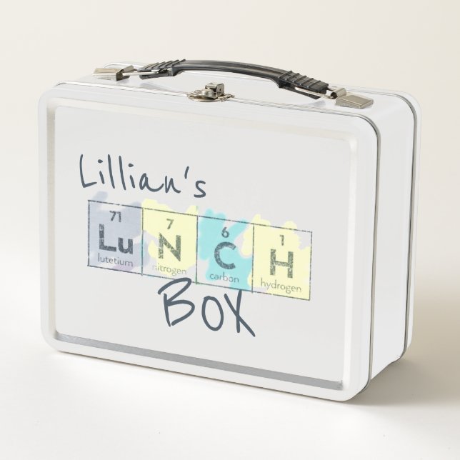 Lunch Box Table périodique Science Nom de l'enfant Crayon "L (Devant)