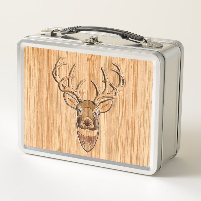 Lunch Box Tail blanche Tête de cerf Bois Graisse (Devant)