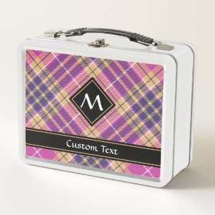 Lunch Box Tartan rose, or et bleu