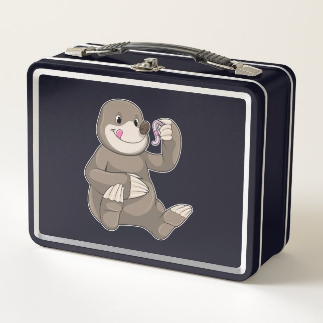 Lunch Box Taupe avec Ver de Terre (Devant)