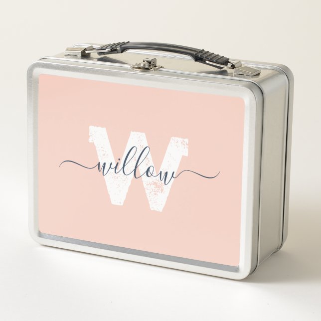 Lunch Box Tendance Blush Pink Script Typographie Monographie (Devant)