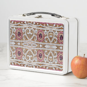 Lunch Box tendance or argent élégant bordeaux rose bohème