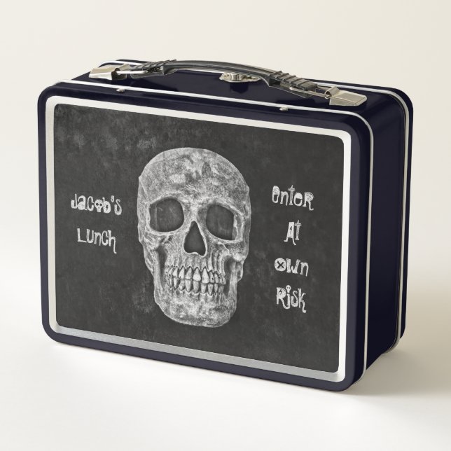 Lunch Box Tête de crâne gothique Cool blanc noir à mourir po (Dos)