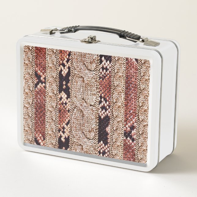 Lunch Box Texture de vêtement, motif de serpent géométrique. (Devant)