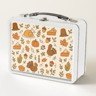 Lunch Box Thanksgiving Doodles Seamless Pattern