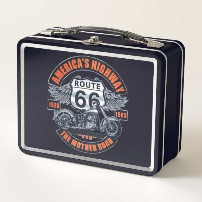 Lunch Box Thème de base foncé Route 66 Motos (Devant)
