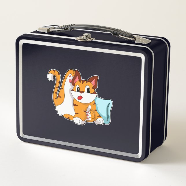 Lunch Box Tiger chat avec Coussin (Devant)