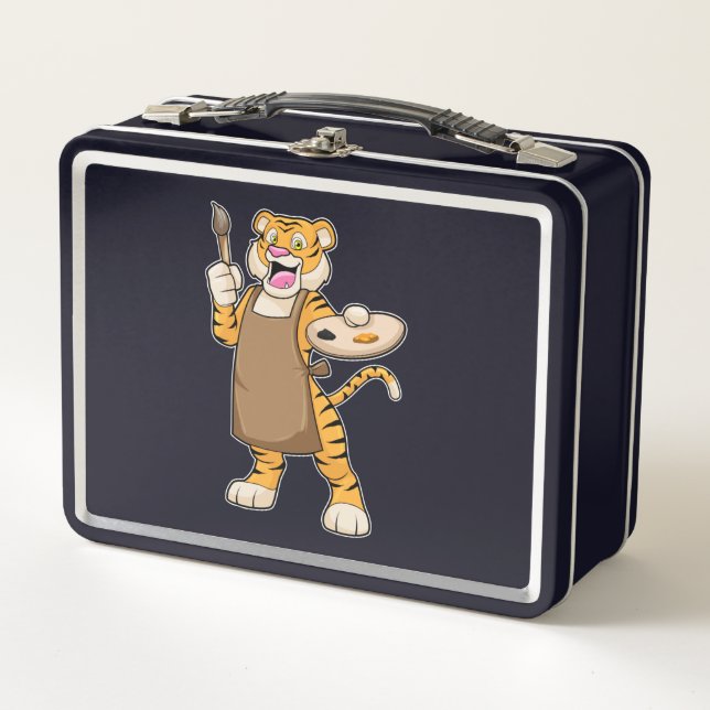 Lunch Box Tigre à la peinture avec peinture et pinceau (Devant)