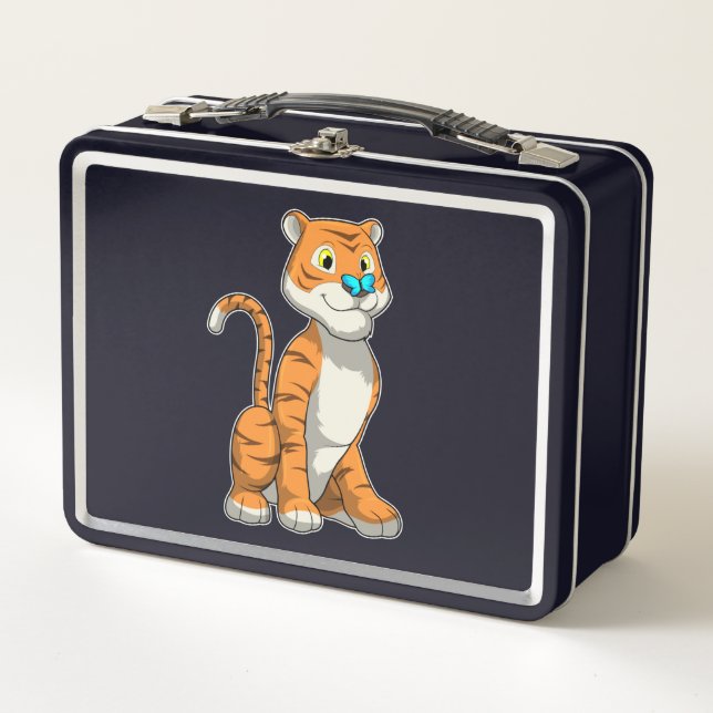 Lunch Box Tigre avec papillon (Devant)