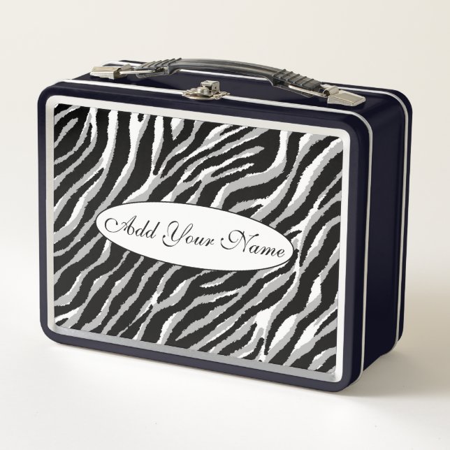 Lunch Box Tigre d'argent moderne Ajouter votre texte (Devant)