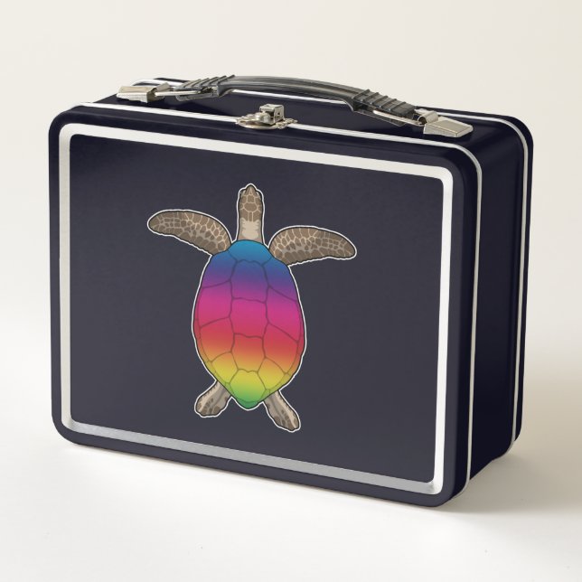 Lunch Box Tortue aux couleurs arc-en-ciel (Devant)