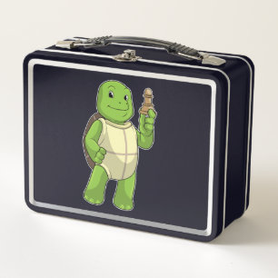 Lunch Box Tortue aux échecs avec pièce d'échecs Pion