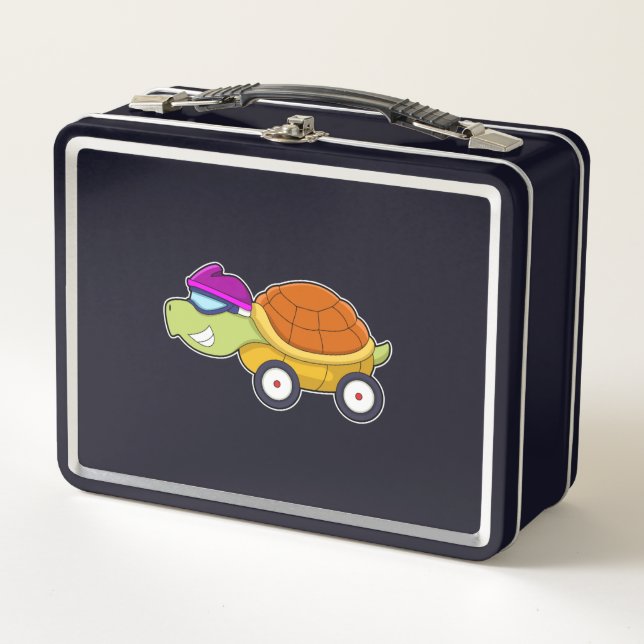 Lunch Box Tortue avec coquille comme voiture (Devant)