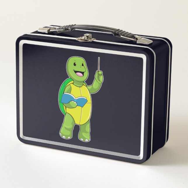 Lunch Box Tortue en tant qu'enseignant avec livre et pointeu (Devant)