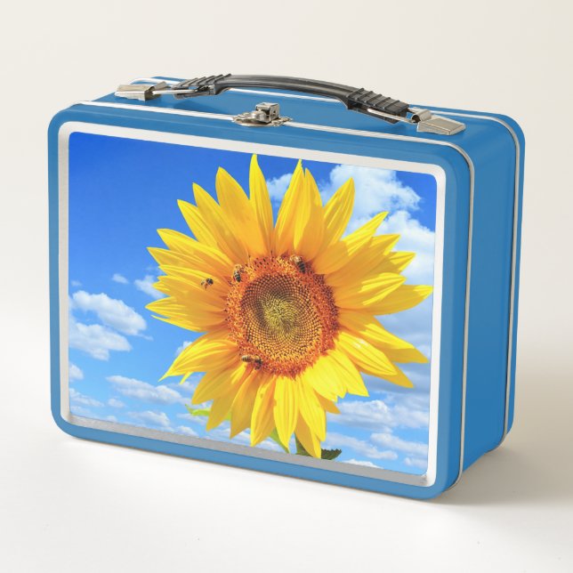 Lunch Box Tournesol jaune et abeilles sur le ciel bleu - Jou (Devant)