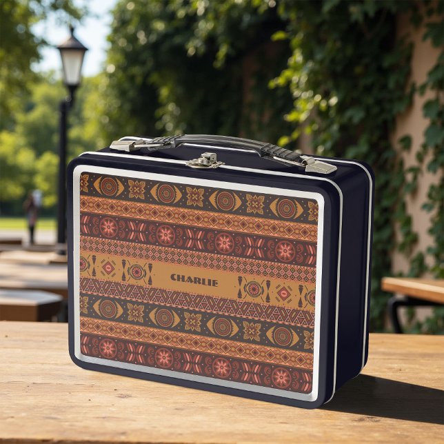 Lunch Box Traditional Terracotta Ethnic Tribal Boho Pattern (Créateur téléchargé)