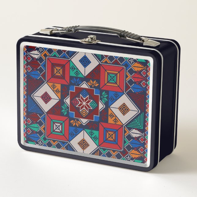 Lunch Box Traditionnel Palestine Broderie tatreez coloré (Devant)