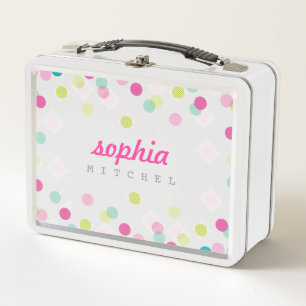Lunch Box TRENDY mignon poka point confetti motif rose vert
