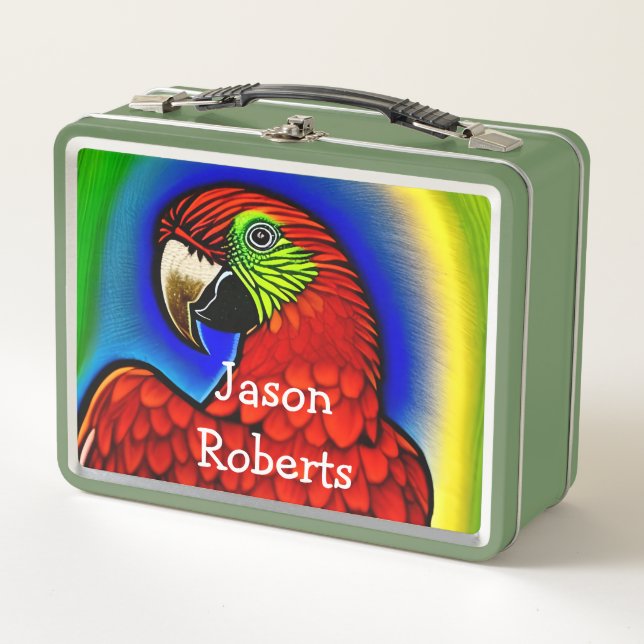 Lunch Box Trésor Tropical : Abstraite oeuvre de perroquet dy (Devant)