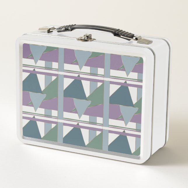 Lunch Box Triangle géométrique Motif bleu violet vert (Devant)