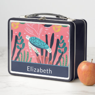 Lunch Box Turtle Ferns Ocean Sea Rose Enfants Personnaliser
