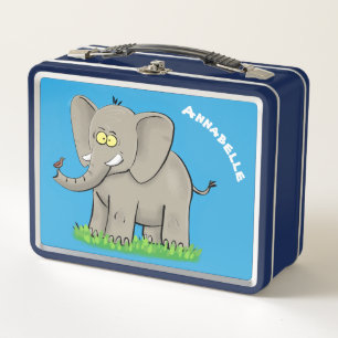 Lunch Box Un joli éléphant drôle avec un oiseau sur le tronc