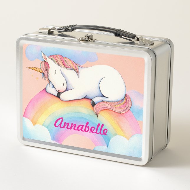 Lunch Box Unicorn on Rainbow Clouds, Girls, Personalized  (Devant)