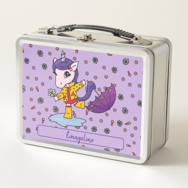 Lunch Box Unicorne florale mignonne et simple violet (Devant)