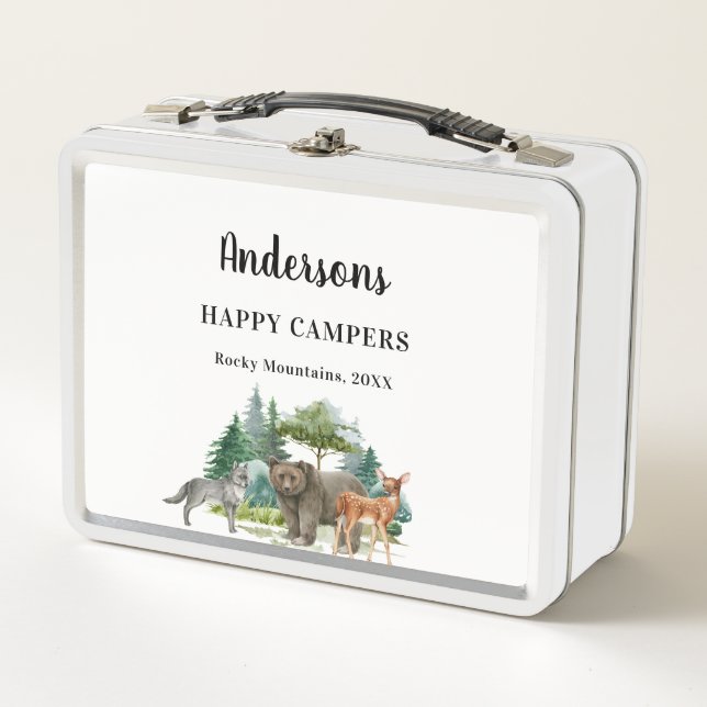 Lunch Box Vacances en famille ours loup bois forêt animaux (Devant)