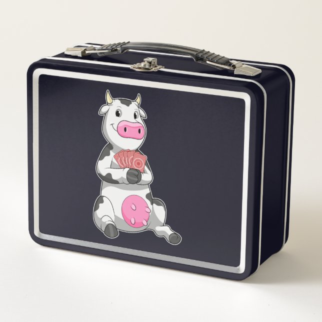 Lunch Box Vache au Poker avec cartes de Poker (Devant)