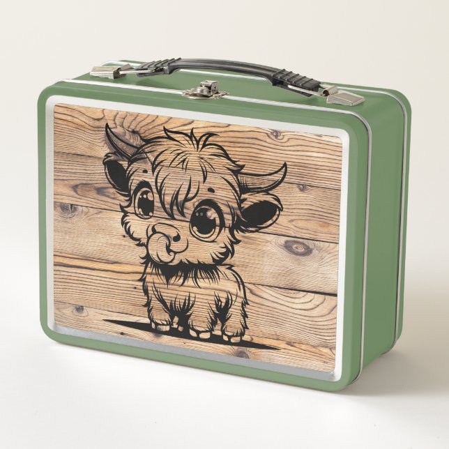 Lunch Box Vache Highland Green/Faux (Devant)