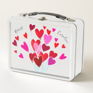Lunch Box Valentine Coeurs Rose Rouge Typorgraphie Personnal