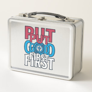 Lunch Box Vecteur de citation chrétienne Mets Dieu en premie