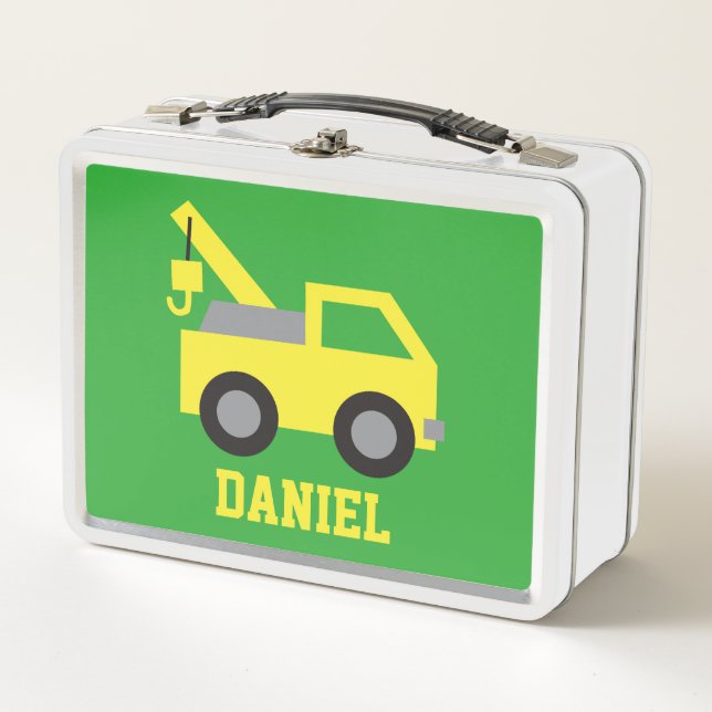 Lunch Box Véhicule de remorquage jaune mignon personnalisé p (Devant)