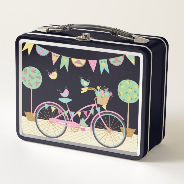 Lunch Box Vélo rose mignon (Devant)