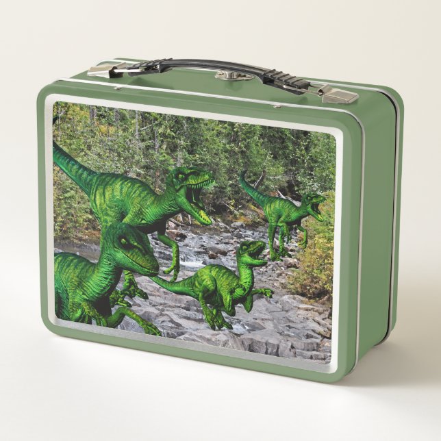 Lunch Box Velociraptors par un ruisseau de montagne (Dos)