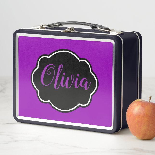 Lunch Box Vibrant, Gras Fuchsia Purple Personnalisé (En situation)