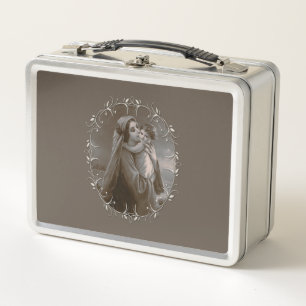 Lunch Box Vierge vintage et enfant avec cadre argenté