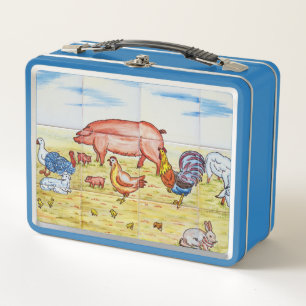Lunch Box Vintage animal de ferme vieux mode porc canard agn