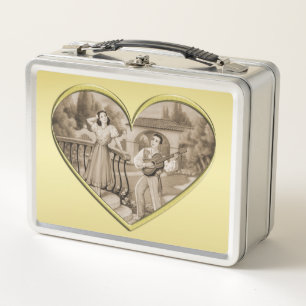 Lunch Box Vintage Romance couple, homme et femme, or