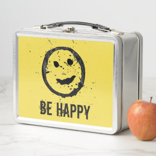 Lunch Box Visage jaune heureux souriant teinté cool texte pe