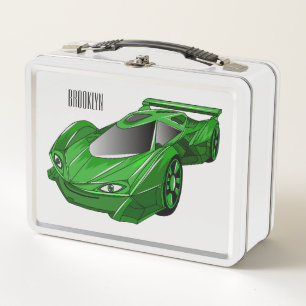 Lunch Box Voiture de sport verte avec illustration airfos