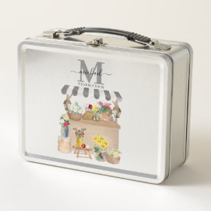 Lunch Box Watercolor Farmer's Market Flower Cart Cuisine
