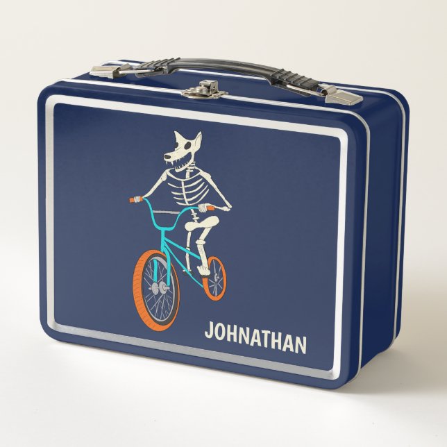 Lunch Box Werewolf Skeleton on a BMX Bike Personalized (Devant)