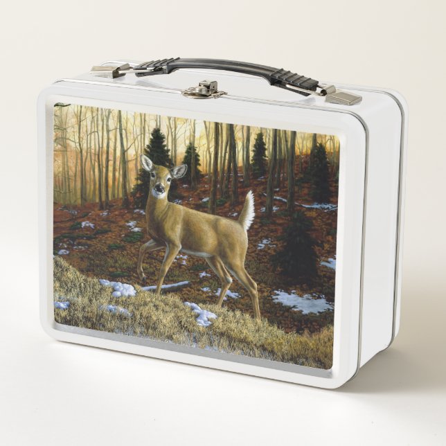 Lunch Box Whitetail Deer Doe dans la forêt d'automne (Devant)